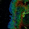 3D-STORM image of a COS cell labeled for actin (depth color-code)